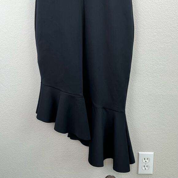 Rachel Parcell Black Ruffle Interlock Scuba Asymmetric Midi Dress XL NWOT - Picture 10 of 13